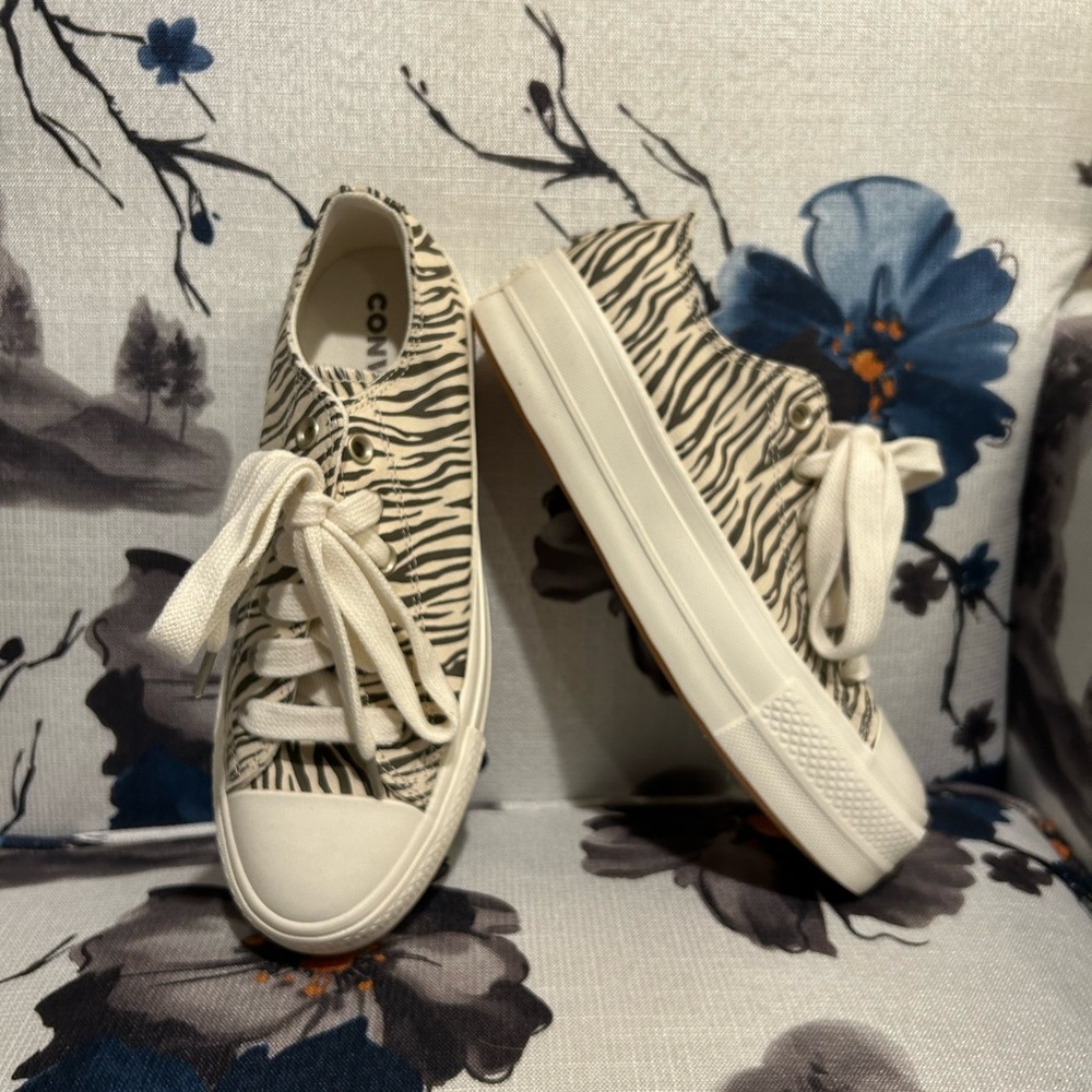 Converse Cream and Black Zebra Print Sneakers